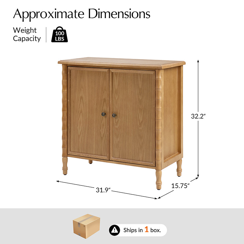 Deb 32" Wood Veneer Accent Cabinet with Adjustable Shelves, Modern Transitional Style