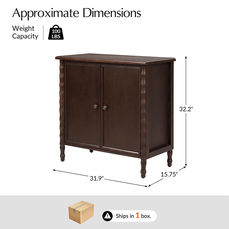 Deb 32" Wood Veneer Accent Cabinet with Adjustable Shelves, Modern Transitional Style