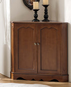 Hagen Traditional 2-Door Corner Cabinet – 30″ H Classic Wood Storage Cabinet with Decorative Molding