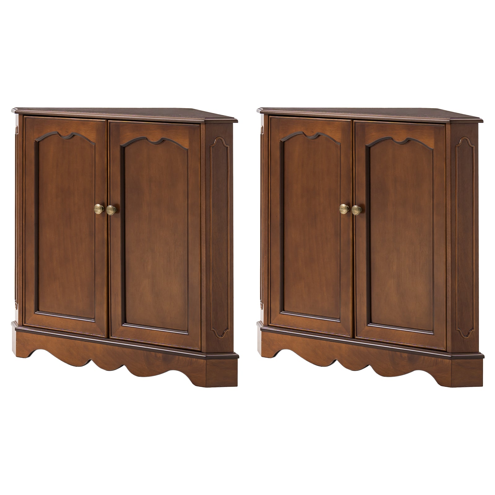 Hagen Traditional 2-Door Corner Cabinet – 30″ H Classic Wood Storage Cabinet with Decorative Molding