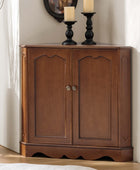 Hagen Traditional 2-Door Corner Cabinet – 30″ H Classic Wood Storage Cabinet with Decorative Molding