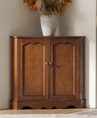 Hagen Traditional 2-Door Corner Cabinet – 30″ H Classic Wood Storage Cabinet with Decorative Molding