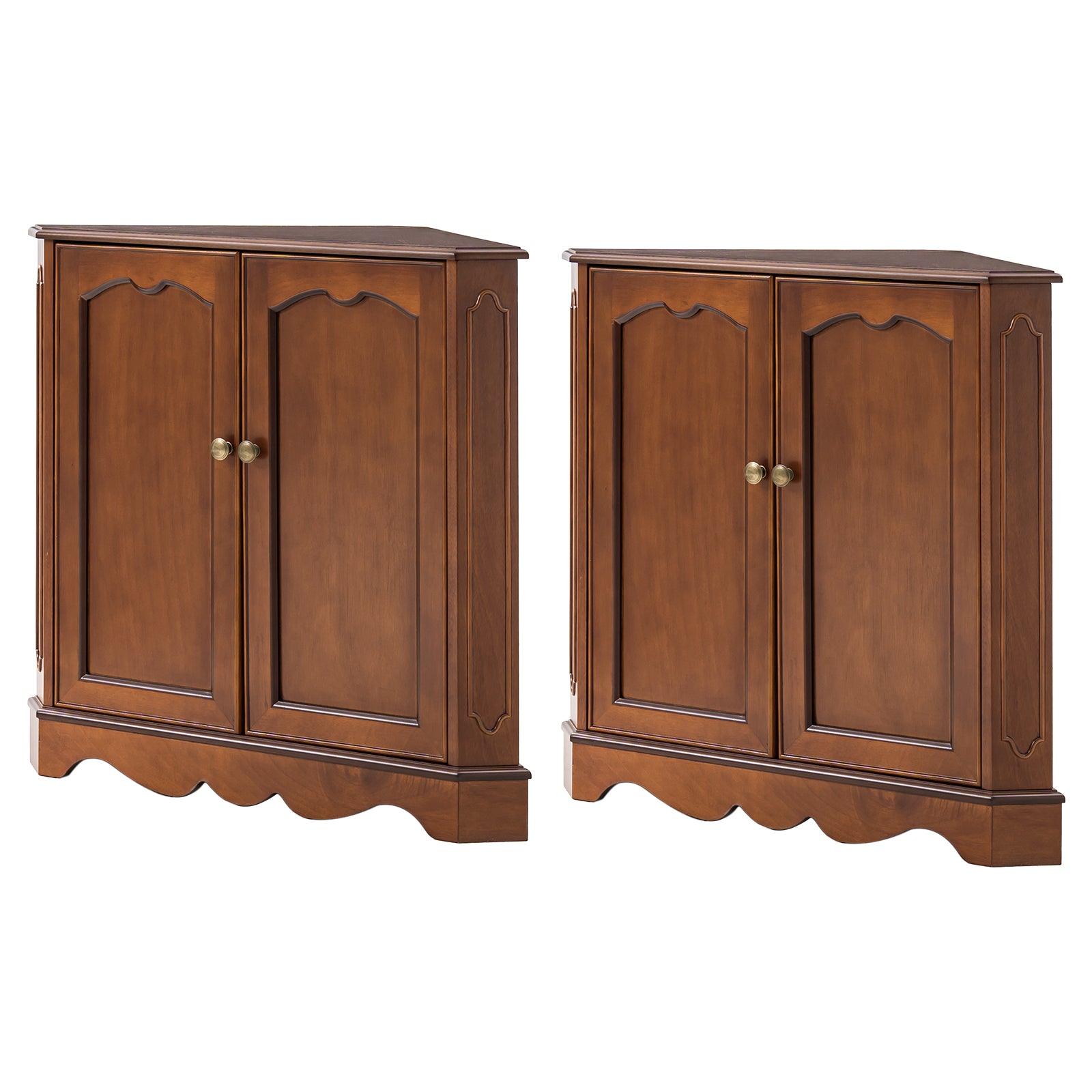 Hagen Traditional 2-Door Corner Cabinet – 30″ H Classic Wood Storage Cabinet with Decorative Molding