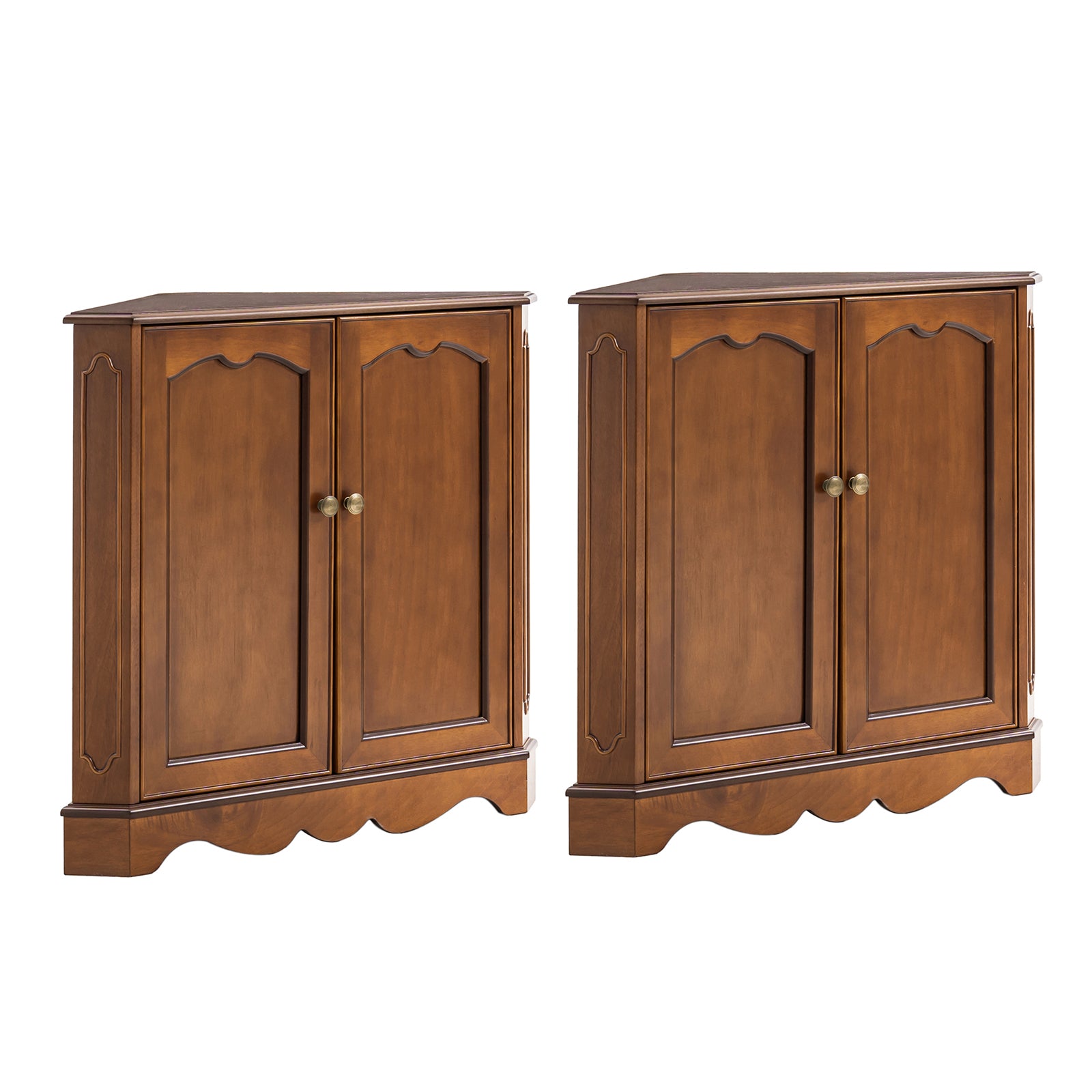 Hagen Traditional 2-Door Corner Cabinet – 30″ H Classic Wood Storage Cabinet with Decorative Molding