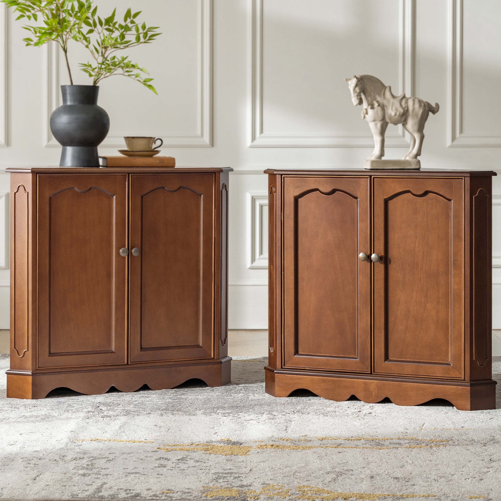 Hagen Traditional 2-Door Corner Cabinet – 30″ H Classic Wood Storage Cabinet with Decorative Molding