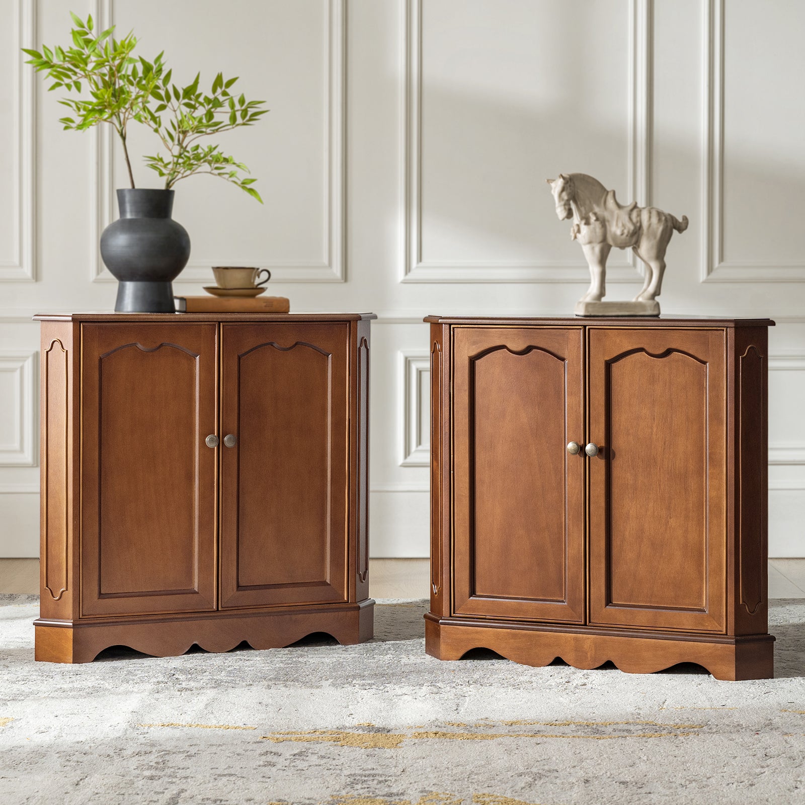 Hagen Traditional 2-Door Corner Cabinet – 30″ H Classic Wood Storage Cabinet with Decorative Molding