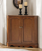 Hagen Traditional 2-Door Corner Cabinet – 30″ H Classic Wood Storage Cabinet with Decorative Molding