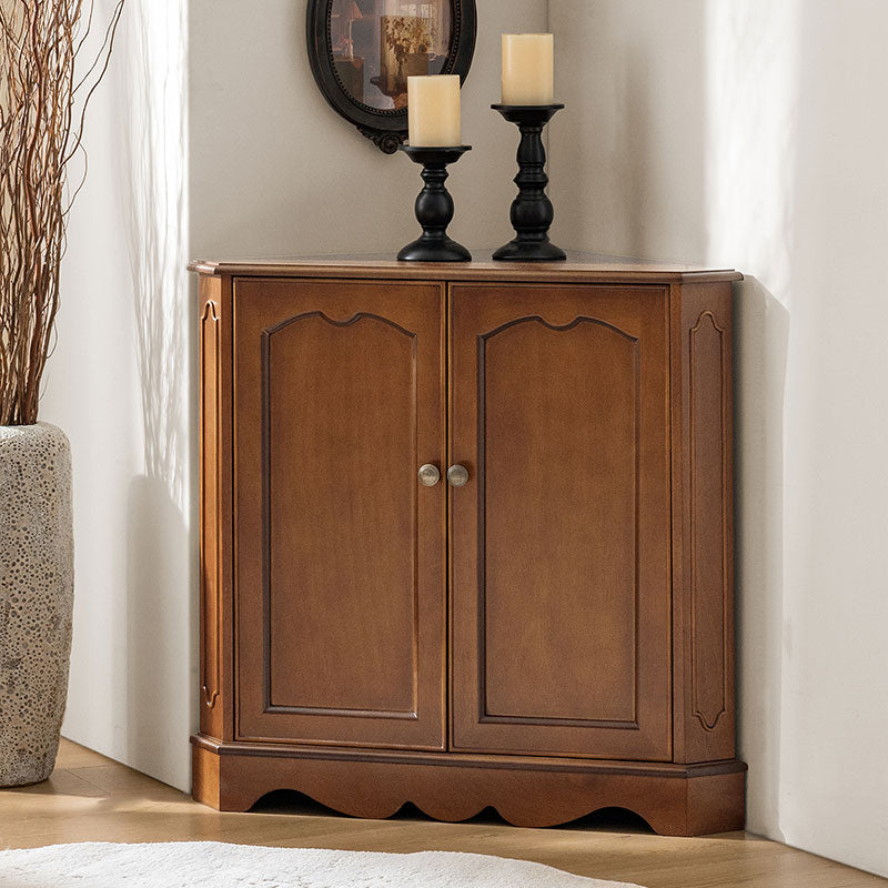 Hagen Traditional 2-Door Corner Cabinet – 30″ H Classic Wood Storage Cabinet with Decorative Molding