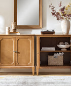 Jane Wood Veneer Sideboard with Adjustable Shelves, Available in 2-Door or 4-Door Options