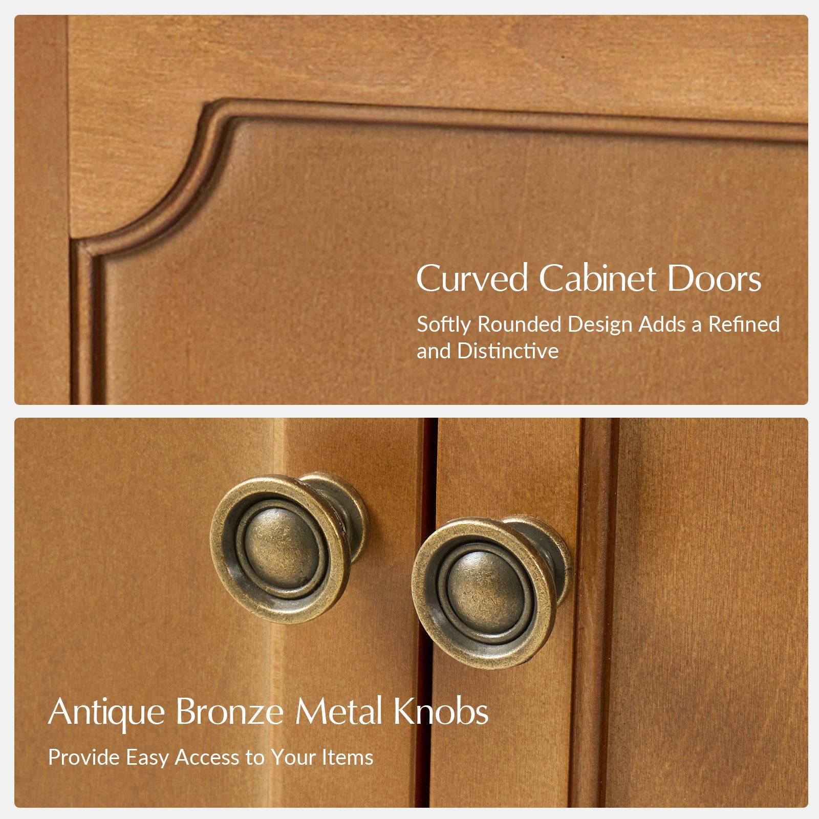 Jane Wood Veneer Sideboard with Adjustable Shelves, Available in 2-Door or 4-Door Options