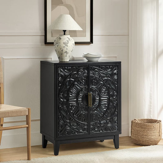 Enrica Classic Floral Carvings Versatile Storage Accent Cabinet