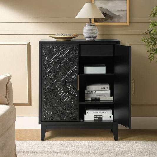 Enrica Classic Floral Carvings Versatile Storage Accent Cabinet