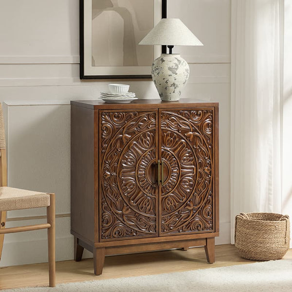 Enrica Classic Floral Carvings Versatile Storage Accent Cabinet