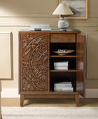 Enrica Classic Floral Carvings Versatile Storage Accent Cabinet