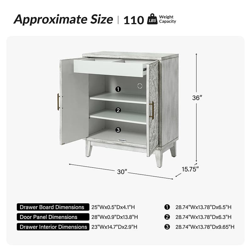 Enrica Classic Floral Carvings Versatile Storage Accent Cabinet