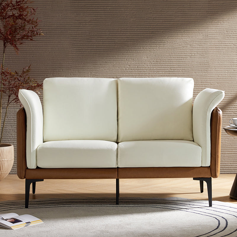 Maria Blend Faux Leather & Linen Loveseat Sofa Couch