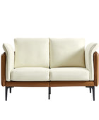 Maria Blend Faux Leather & Linen Loveseat Sofa Couch