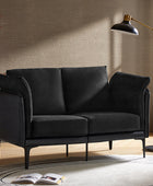 Maria Blend Faux Leather & Linen Loveseat Sofa Couch