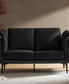 Maria Blend Faux Leather & Linen Loveseat Sofa Couch