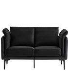 Maria Blend Faux Leather & Linen Loveseat Sofa Couch