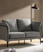 Maria Blend Faux Leather & Linen Loveseat Sofa Couch