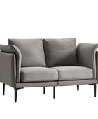 Maria Blend Faux Leather & Linen Loveseat Sofa Couch