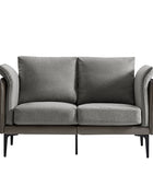 Maria Blend Faux Leather & Linen Loveseat Sofa Couch