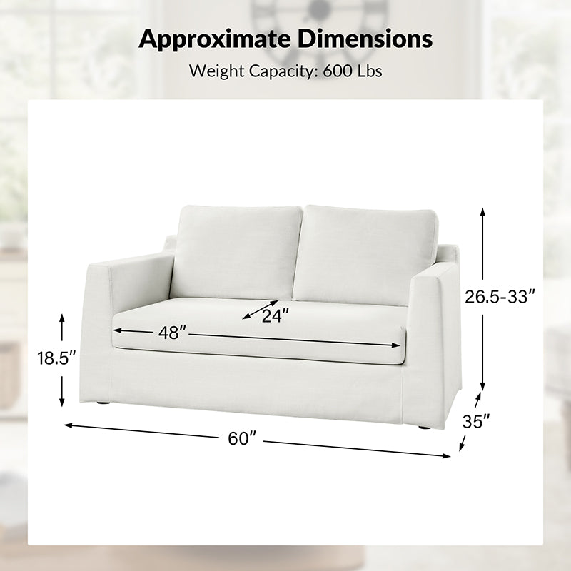 Tob Slipcovered Loveseat Sofa with Reversible Seat