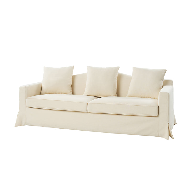 Alois 83" Curved Back Slipcovered Sofa with Toss Pillows