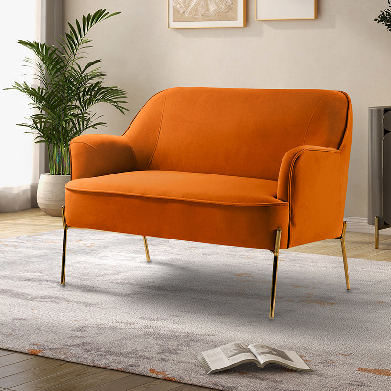 Hulala Home Africa Contemporary Velvet Loveseat Orange