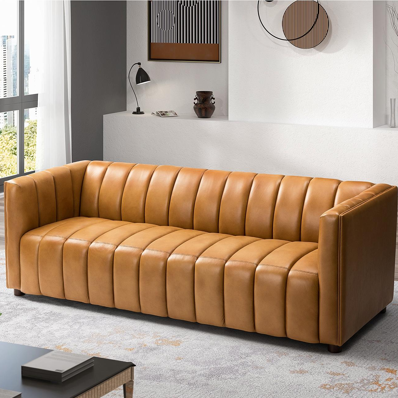 Rowan Genuine Leather Vinyl Office Sofa -83