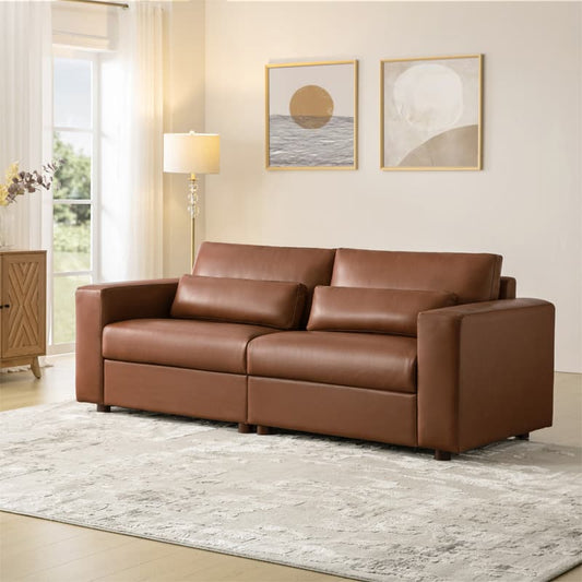 Placidus Modern Square Armrests Genuine Leather Sofa