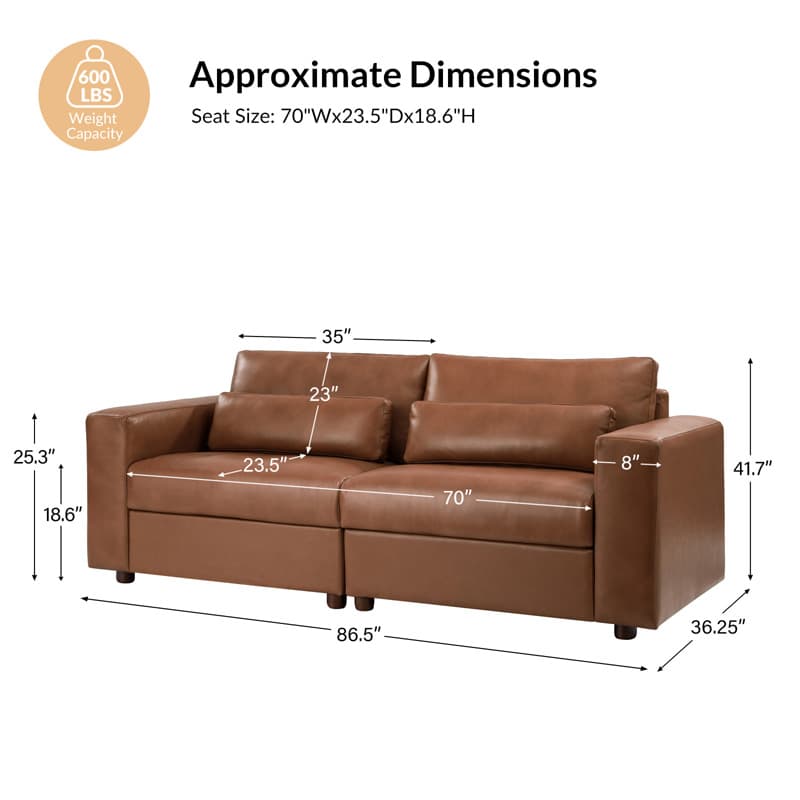 Placidus Modern Square Armrests Genuine Leather Sofa