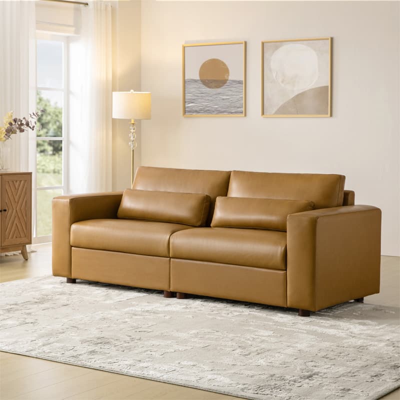 Placidus Modern Square Armrests Genuine Leather Sofa