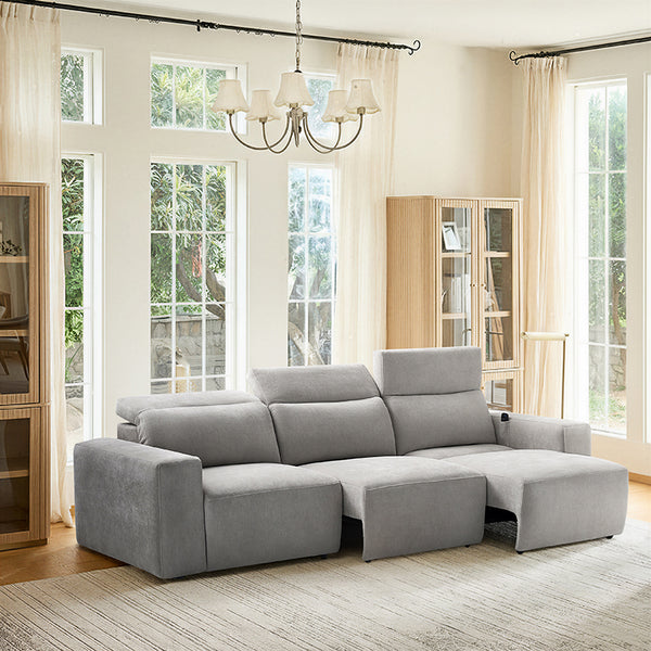 Moussea Modern Chenille Power Reclining Sofa with Sofa Bed Functionality
