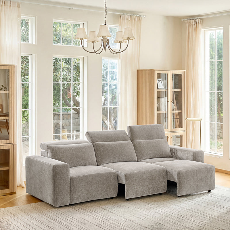 Moussea Modern Chenille Power Reclining Sofa with Sofa Bed Functionality