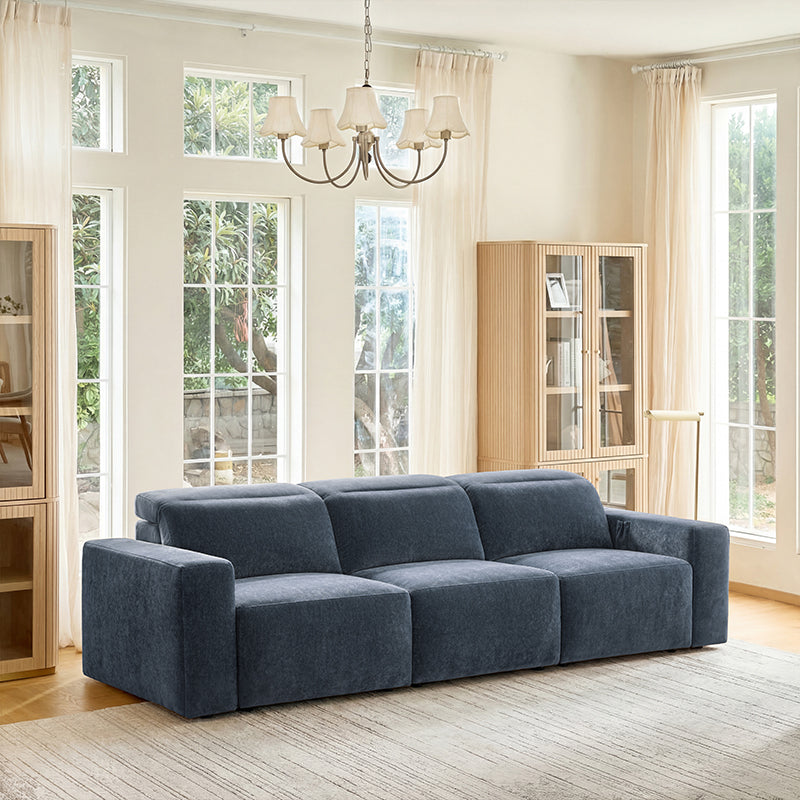 Moussea Modern Chenille Power Reclining Sofa with Sofa Bed Functionality