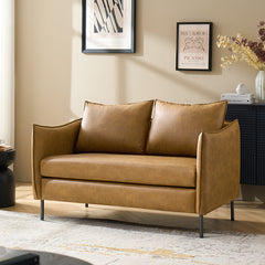 Vic Modern Industrial Loveseat with PU Leather