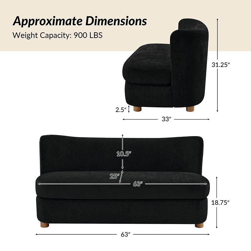 Rod Modern Aesthetics Loveseat with Thick Seat Cushion