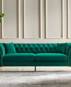 Modern Luxury Glam Velvet Sofa with Tufted Buttons & Gold Metal Accents