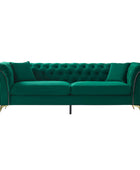 Modern Luxury Glam Velvet Sofa with Tufted Buttons & Gold Metal Accents