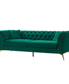 Modern Luxury Glam Velvet Sofa with Tufted Buttons & Gold Metal Accents