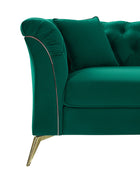 Modern Luxury Glam Velvet Sofa with Tufted Buttons & Gold Metal Accents