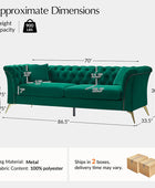 Modern Luxury Glam Velvet Sofa with Tufted Buttons & Gold Metal Accents