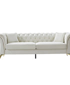 Modern Luxury Glam Velvet Sofa with Tufted Buttons & Gold Metal Accents