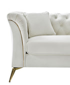 Modern Luxury Glam Velvet Sofa with Tufted Buttons & Gold Metal Accents