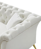 Modern Luxury Glam Velvet Sofa with Tufted Buttons & Gold Metal Accents