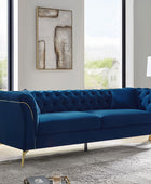 Modern Luxury Glam Velvet Sofa with Tufted Buttons & Gold Metal Accents