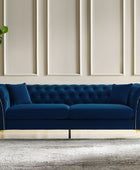 Modern Luxury Glam Velvet Sofa with Tufted Buttons & Gold Metal Accents