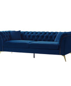 Modern Luxury Glam Velvet Sofa with Tufted Buttons & Gold Metal Accents